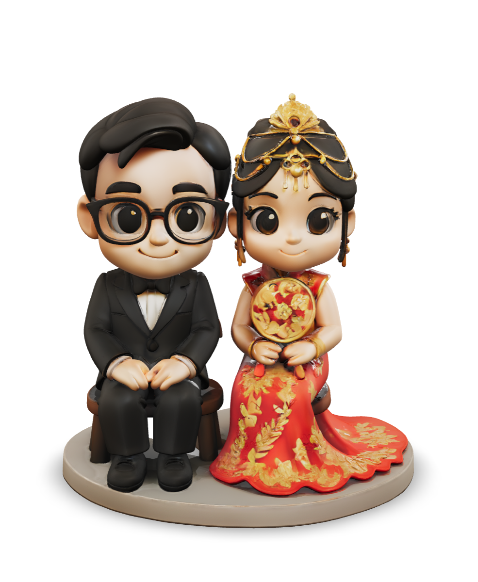 Chibi 風格婚紗情侶公仔