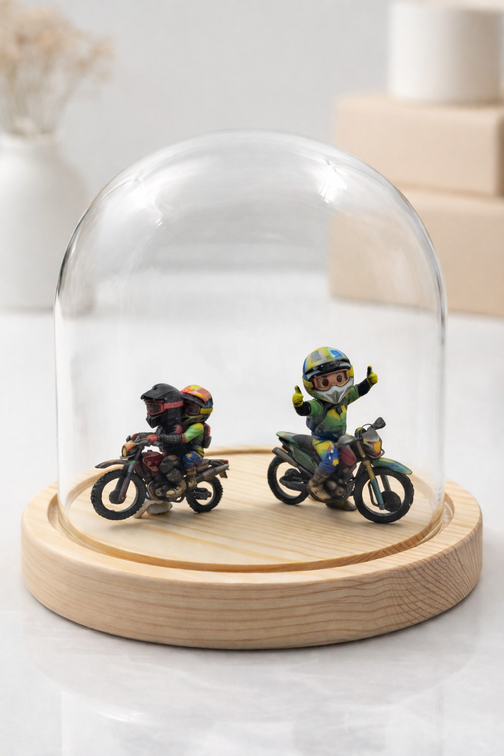 鐘型玻璃木質展示台 