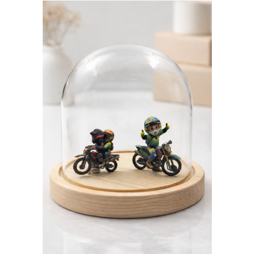 鐘型玻璃木質展示台 