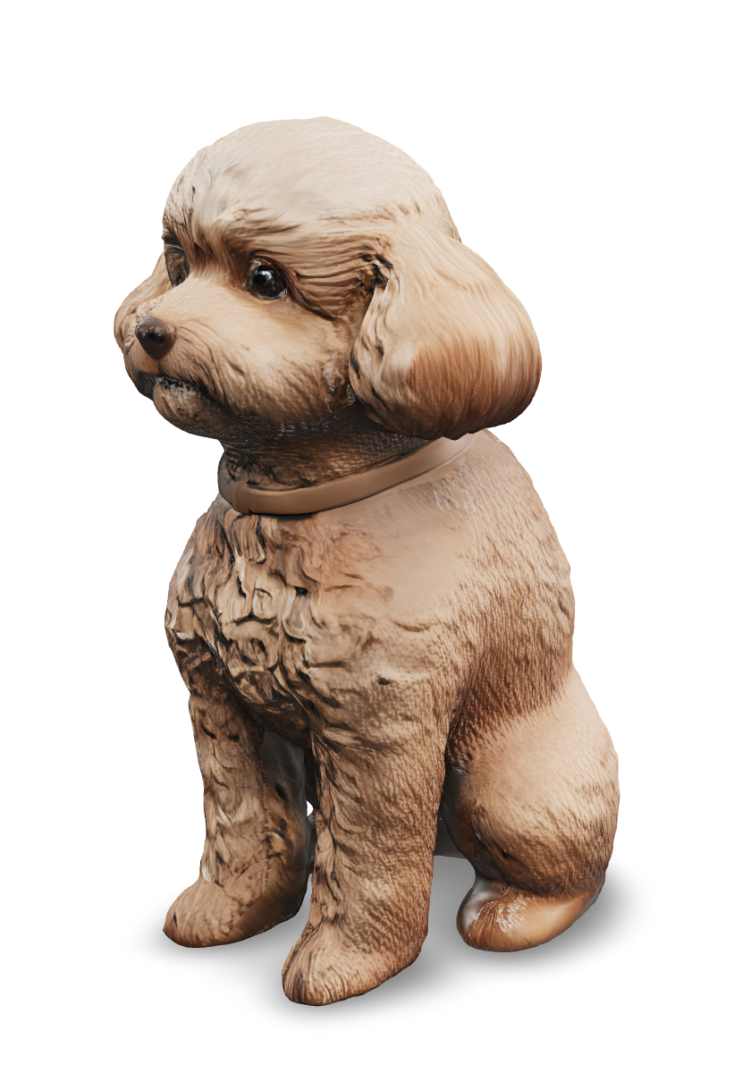 寫實風格貴賓犬 3D 列印成品渲染